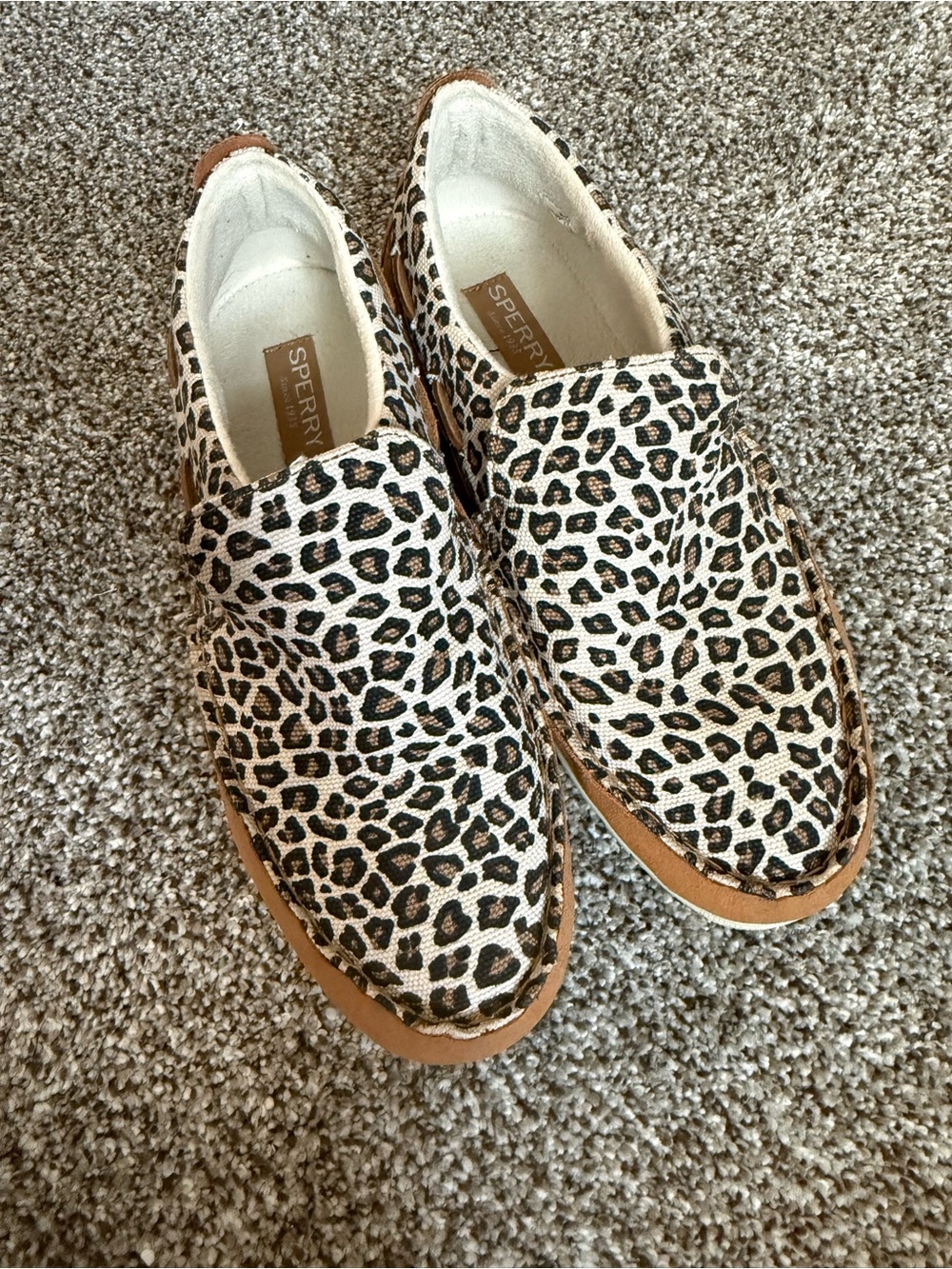 Sperry Women's Leopard Print Slip-On Moccasins - Tan/Black